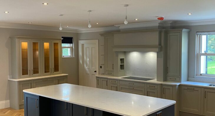 Painted Kitchen features a contrast coloured island.