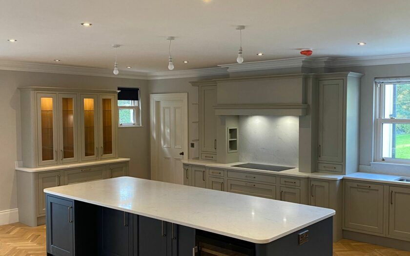 Painted Kitchen features a contrast coloured island.